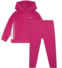 Emporio Armani Hættetrøje/Leggings - Pink m. Hvid Emporio Armani Hættetrøje/Leggings - Pink m. Hvid