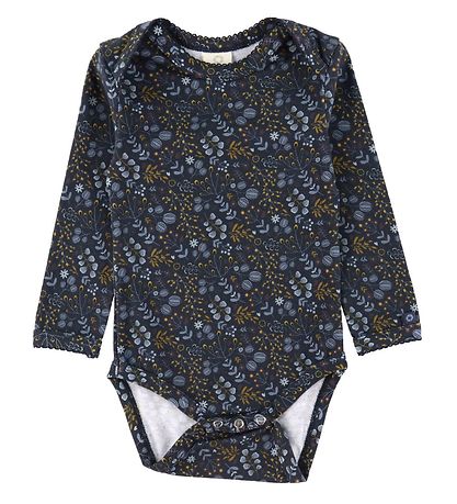 Smallstuff Bodysuit l/s - Flower Night - Dark Blue