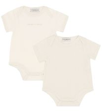 Emporio Armani Bodyer k/æ - 2-pak - Hvid/Beige m. Logo Emporio Armani Bodyer k/æ - 2-pak - Hvid/Beige m. Logo