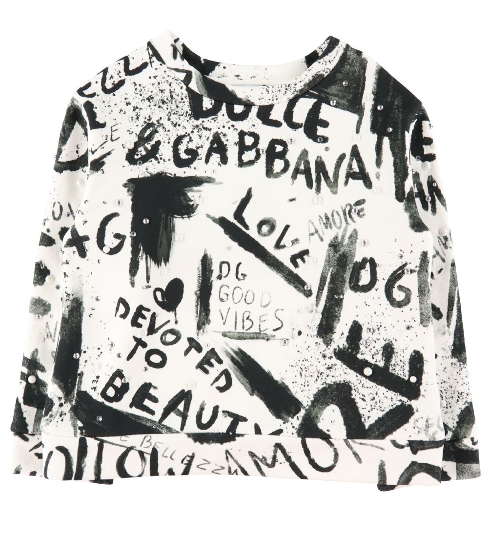 Sweat-shirt Dolce Gabbana - DG Suivant - BlancNoir av Perles - Dolce Gabbana - 8 ans 128 - Sweat-shirt 266 €