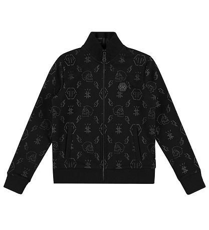 Philipp Plein Cardigan - Monogram - Sort m. Print Philipp Plein Cardigan - Monogram - Sort m. Print