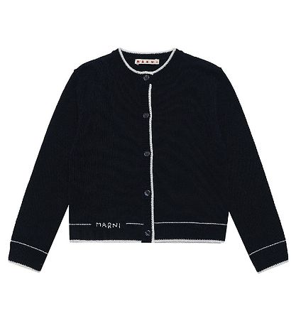 Marni Cardigan - Uld - Navy m. Hvid Marni Cardigan - Uld - Navy m. Hvid