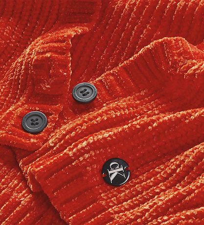 Calvin Klein Cardigan - Velour - Chenille - Cropped - Coral Oran Calvin Klein Cardigan - Velour - Chenille - Cropped - Coral Oran