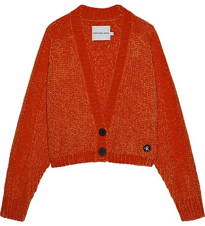 Calvin Klein Cardigan - Velour - Chenille - Cropped - Coral Oran Calvin Klein Cardigan - Velour - Chenille - Cropped - Coral Oran