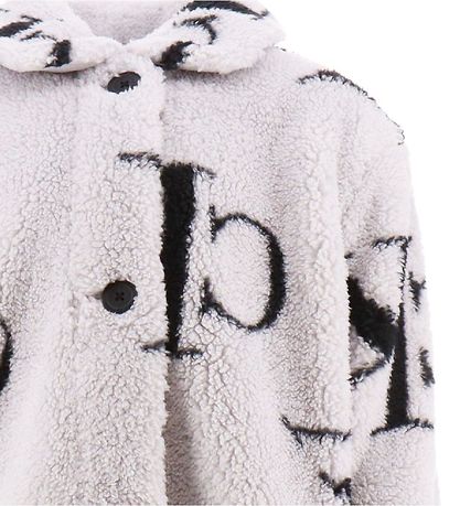 Calvin Klein Fleecefrakke - Monogram Teddy - Grå/Sort Calvin Klein Fleecefrakke - Monogram Teddy - Grå/Sort