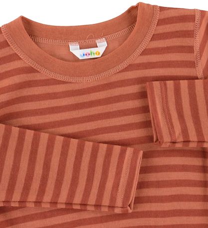 Joha Bluse - Uld - Orange/Rødstribet
