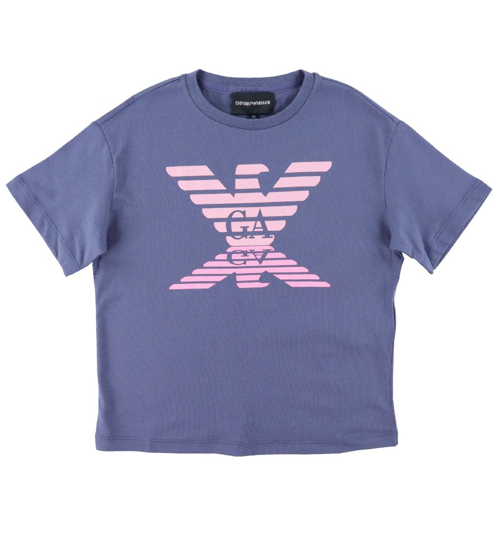 Emporio Armani T-Shirt - Blue Indaco m. Rosa - Emporio Armani - 6 Jahre (116) - T-Shirts
