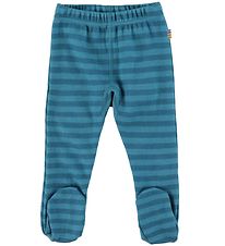 Joha Leggings m. Fod - Uld - Blåstribet