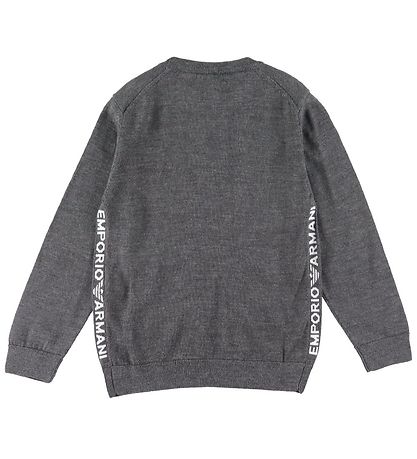 Emporio Armani Bluse - Uld/Akryl - Gråmeleret m. Hvid Emporio Armani Bluse - Uld/Akryl - Gråmeleret m. Hvid