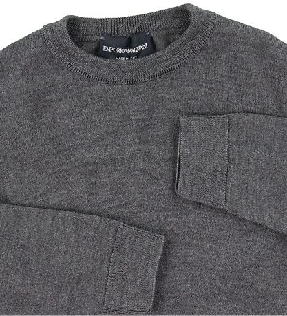 Emporio Armani Bluse - Uld/Akryl - Gråmeleret m. Hvid Emporio Armani Bluse - Uld/Akryl - Gråmeleret m. Hvid