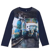 Minymo Bluse - Navy Night m. Traktor Minymo Bluse - Navy Night m. Traktor