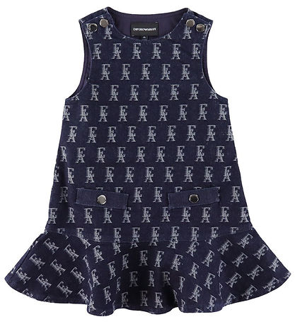 Emporio Armani Kjole - Denim - Fantasia Blue/Hvid m. Logoer Emporio Armani Kjole - Denim - Fantasia Blue/Hvid m. Logoer