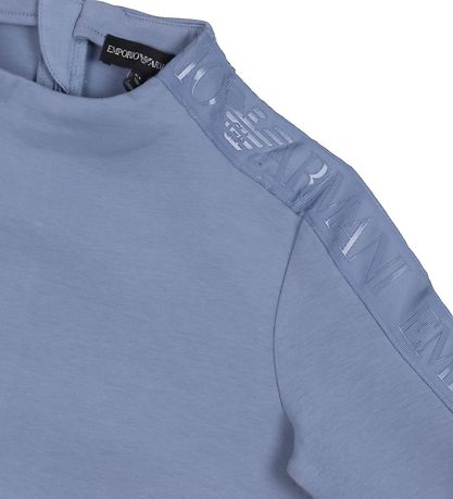 Emporio Armani Kjole - Støvet Blå m. Logostribe Emporio Armani Kjole - Støvet Blå m. Logostribe