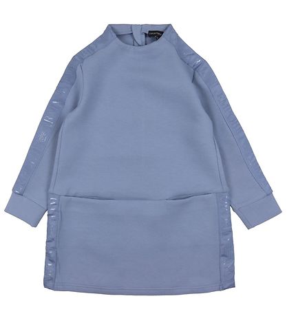 Emporio Armani Kjole - Støvet Blå m. Logostribe Emporio Armani Kjole - Støvet Blå m. Logostribe