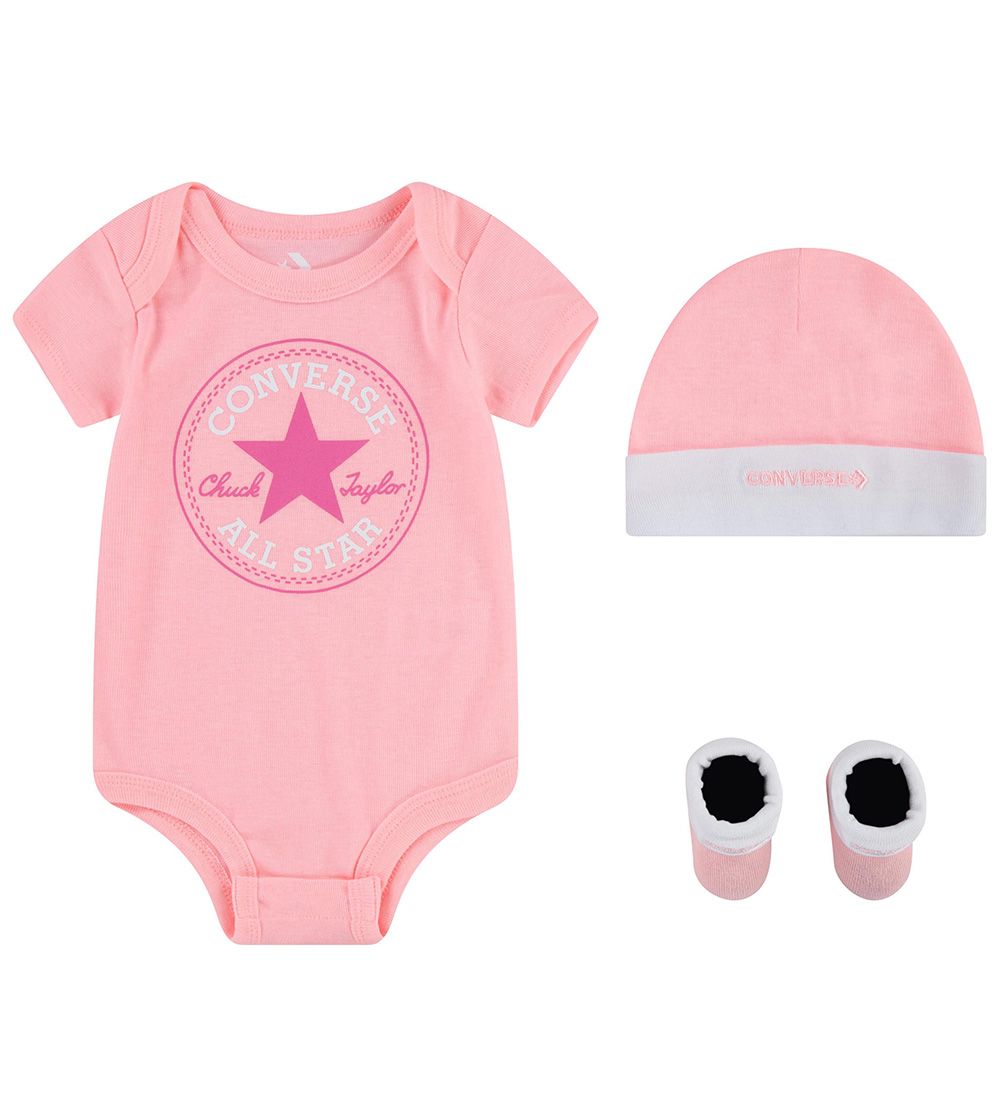 Converse Geschenkbox - Body k/ä m. Mütze und Krabbelschuhe - Pin - Converse - 0-6 mt - Body K/Ä