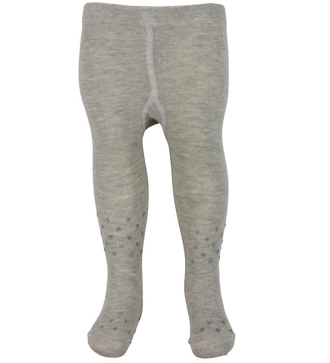 Minymo Baby Strømpebukser m. non-slip - Light Grey Melange - 80/86