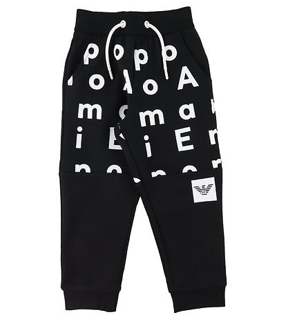 Emporio Armani Sweatpants - Sort m. Print Emporio Armani Sweatpants - Sort m. Print