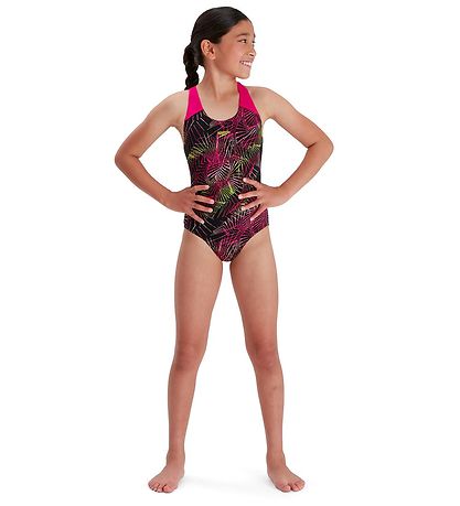 Speedo Badedragt - Allover Splashback JF - Black/Pink Speedo Badedragt - Allover Splashback JF - Black/Pink