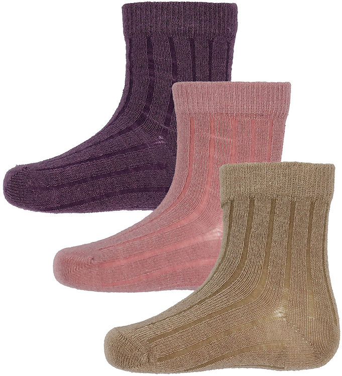Minymo Strømper - Rib - 3-Pak - Orchid Haze
