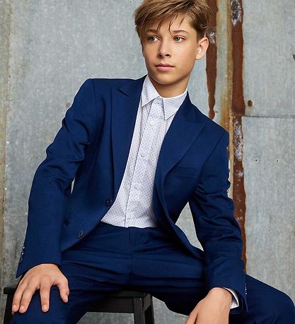 Hound Skjorte - All Over Print - Hvid m. Blå Hound Skjorte - All Over Print - Hvid m. Blå