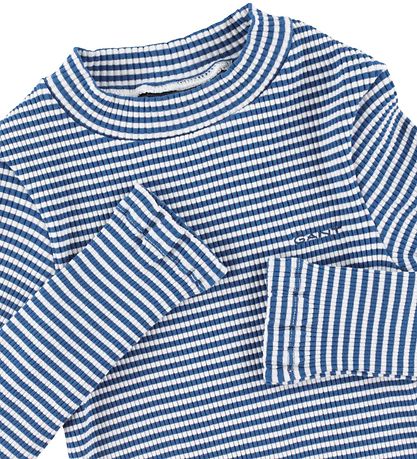 GANT Bluse - D2 Striped Rib Polo - Blå/Hvid GANT Bluse - D2 Striped Rib Polo - Blå/Hvid