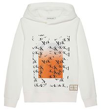 Calvin Klein Hættetrøje - Graphic New Placement - Bright White Calvin Klein Hættetrøje - Graphic New Placement - Bright White