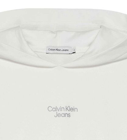 Calvin Klein Hættetrøje - Stack Logo Overlap - Bright White Calvin Klein Hættetrøje - Stack Logo Overlap - Bright White