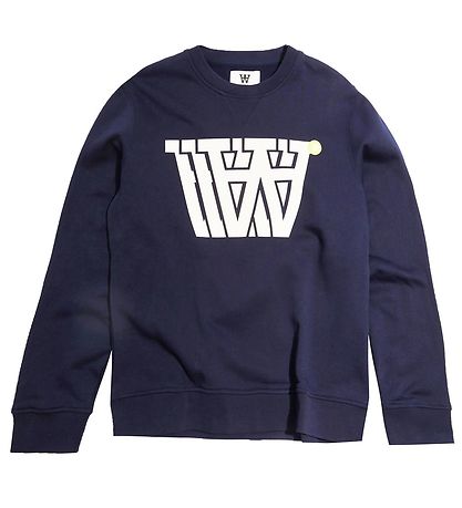 Wood Wood Sweatshirt - Tye Badge - Navy Wood Wood Sweatshirt - Tye Badge - Navy