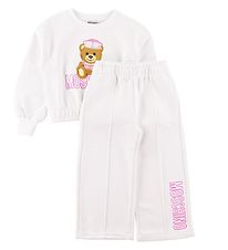 Moschino  Sweatsæt - Hvid/Rosa m. Print/Pailletter Moschino  Sweatsæt - Hvid/Rosa m. Print/Pailletter