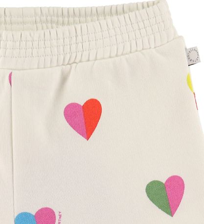 Stella McCartney Kids Sweatshorts - Hvid m. Hjerter Stella McCartney Kids Sweatshorts - Hvid m. Hjerter