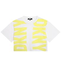 DKNY T-shirt - Cropped - Hvid/Lemon DKNY T-shirt - Cropped - Hvid/Lemon