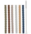 OYOY Straws - 6-Pack - Silicone - Caramel/Blue