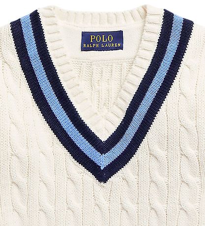 Polo Ralph Lauren Sweater - Strik - Watch Hill - Cream/Navy Polo Ralph Lauren Sweater - Strik - Watch Hill - Cream/Navy
