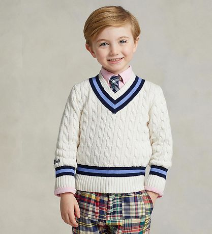 Polo Ralph Lauren Sweater - Strik - Watch Hill - Cream/Navy Polo Ralph Lauren Sweater - Strik - Watch Hill - Cream/Navy