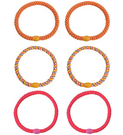 Kknekki Hårelastikker - 6-Pak - Slim - Pink/Orange