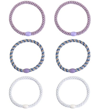 Kknekki Hårelastikker - 6-Pak - Slim - Hvid/Lilla/Blå