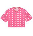 Marni T-Shirt - Cropped - Pink m. Hvid Marni T-Shirt - Cropped - Pink m. Hvid