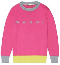 Marni Bluse - Strik - Pink m. Gråmeleret/Gul Marni Bluse - Strik - Pink m. Gråmeleret/Gul