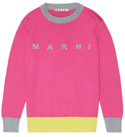 Marni Bluse - Strik - Pink m. Gråmeleret/Gul