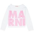Marni Sweatshirt - Cropped - Hvid/Pink m. Glimmer Marni Sweatshirt - Cropped - Hvid/Pink m. Glimmer