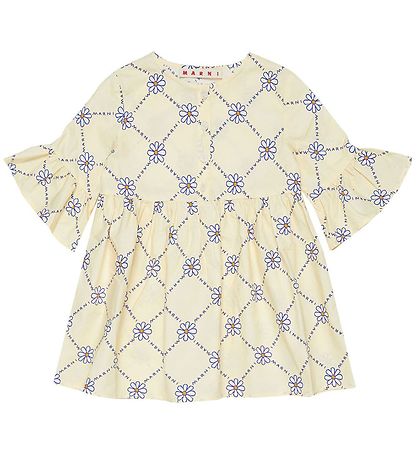 Marni Jurk - Geel m. Bloemen Marni Jurk - Geel m. Bloemen