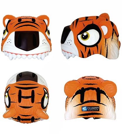 Crazy Safety Cykelhjelm m. Lys - Tiger - Orange Crazy Safety Cykelhjelm m. Lys - Tiger - Orange