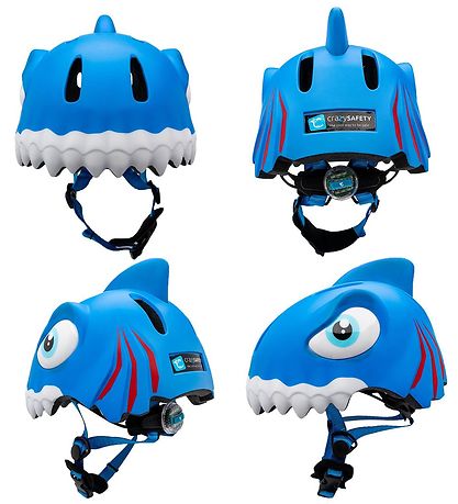 Crazy Safety Cykelhjelm m. Lys - Shark - Blå Crazy Safety Cykelhjelm m. Lys - Shark - Blå