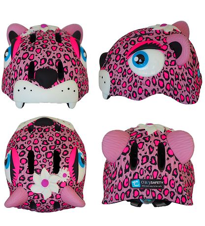 Crazy Safety Cykelhjelm m. Lys - Leopard - Pink Crazy Safety Cykelhjelm m. Lys - Leopard - Pink