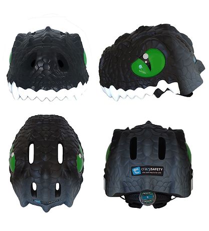 Crazy Safety Cykelhjelm m. Lys - Dragon - Sort