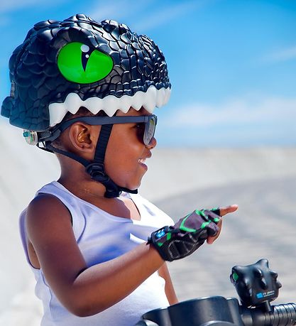 Crazy Safety Cykelhjelm m. Lys - Dragon - Sort