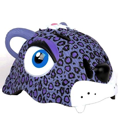 Crazy Safety Cykelhjelm m. Lys - Leopard - Lilla Crazy Safety Cykelhjelm m. Lys - Leopard - Lilla
