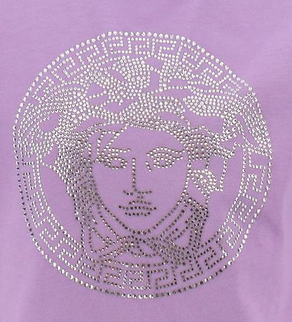 Versace T-shirt - Medusa Strass - Baby Violet m. Krystaller Versace T-shirt - Medusa Strass - Baby Violet m. Krystaller