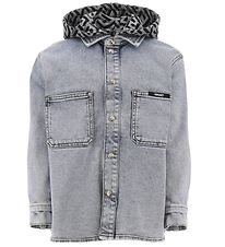 Versace Denimjakke m. Hætte - Blue Medium m. Gråmeleret/Sort Versace Denimjakke m. Hætte - Blue Medium m. Gråmeleret/Sort