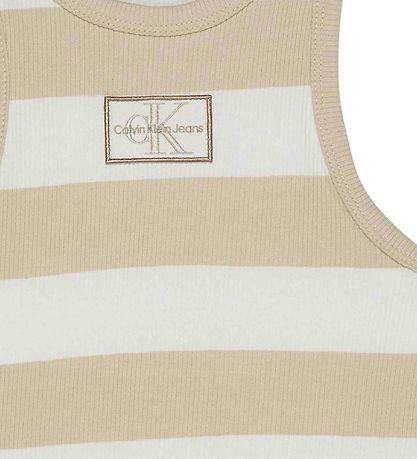 Calvin Klein Tanktop - Rib - Bright White/Classic Beige Calvin Klein Tanktop - Rib - Bright White/Classic Beige